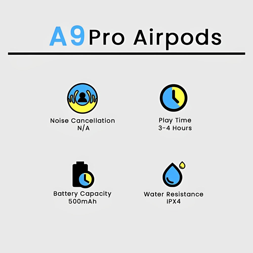 Air pode A9 Pro Touch Screen LED Wireless Earbuds